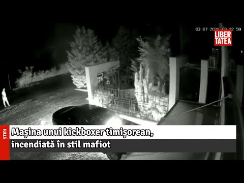 Mașina unui kickboxer timișorean, incendiată în stil mafiot. Momentul, surprins de...