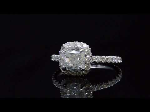 Cushion Cut Diamond Halo Platinum Engagement Ring 22663