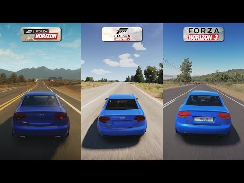 Forza Horizon vs Forza Horizon 2 vs Forza Horizon 3 - Audi RS4 (B7) Sound Comparison