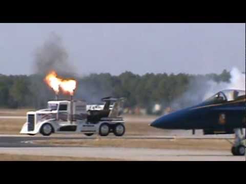 2010 Blue Angels Homecoming Airshow - Shockwave Jet Truck - Dry Run