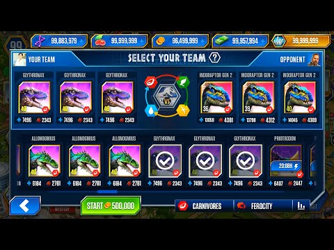 INDOMINUS REX VS INDOMINUSREX GEN 2 VS GLYTHRONAX VS INDORAPTOR GEN 2 | JURASSIC WORLD THE GAME