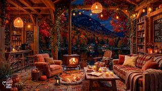 Peaceful Autumn Jazz ~ Cozy Cabin by the Lake to Melt Stress & Comfort Soul Relaxing Jazz Melodies