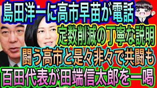 【日本保守党】島田洋一に高市が電話！定数削減の丁寧な説明！戦う高市なら是々非々で共闘も／百田代表が田端信太郎を一喝？