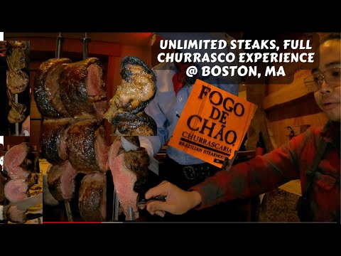Experiência brasileira completa de churrasco, @ FOGO DE CHAO, MA, filés ilimitados, buffet de saladasEp 17