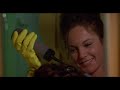 Diane Lane Wearing A Yellow A Blue Rubber Glove