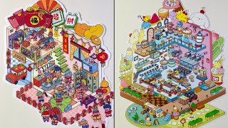 [ASMR]DIY an ice cream factory and New Year's party with stickers~