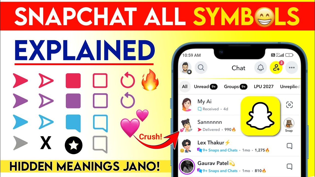 Snapchat all Symbols & Emojis Meaning Explained | Red-Purple Snaps, Black Star, X Sign, New Snap