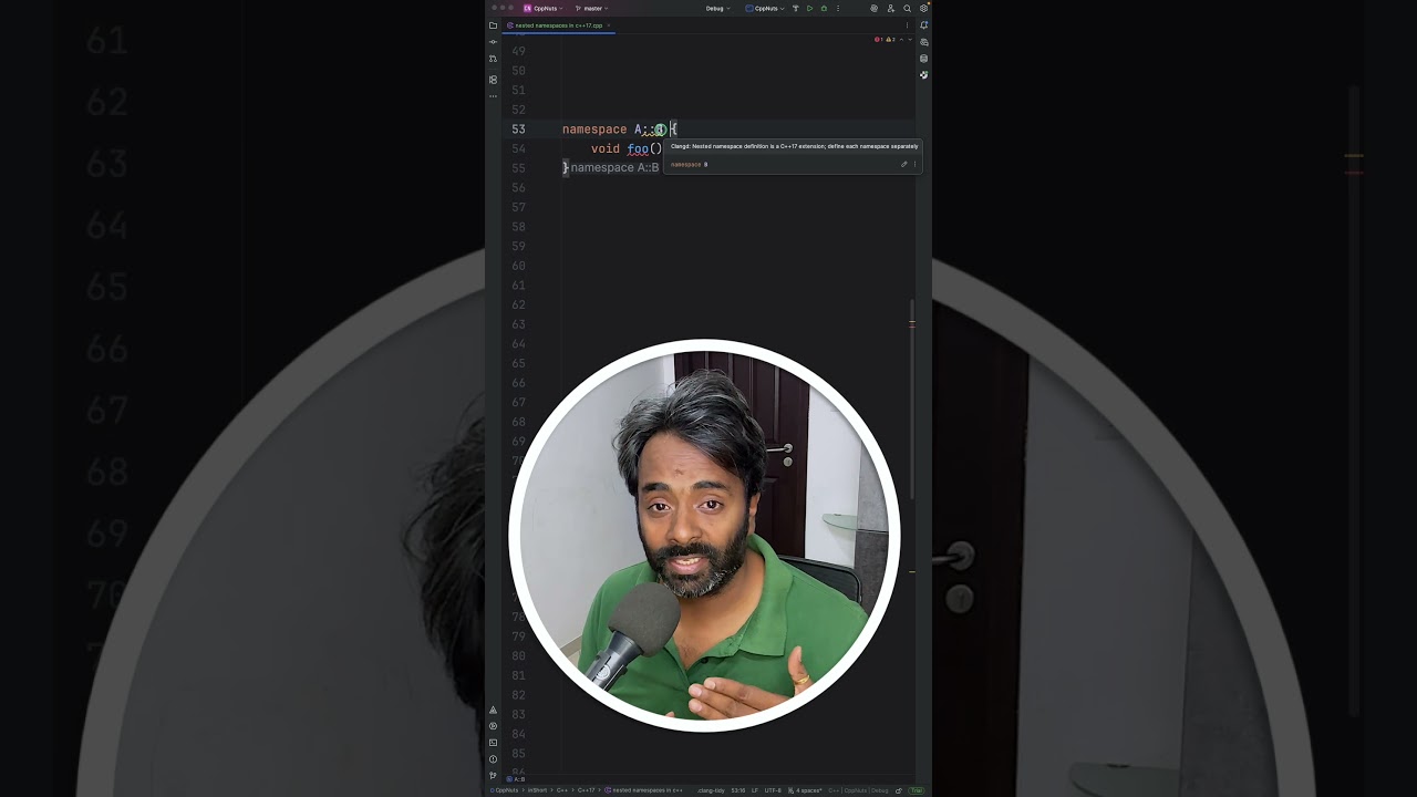 C++17 Nested Namespace | Super Clean Syntax in 1 Minute!