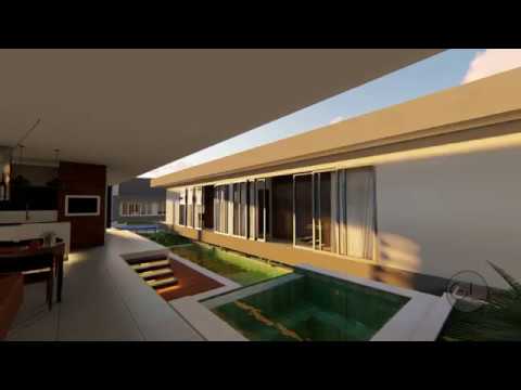 Casa com piscina no meio