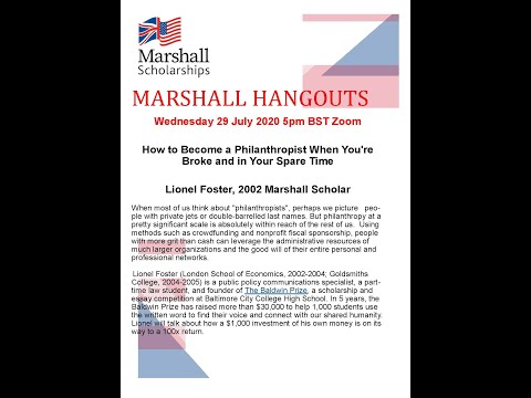 Marshall Hangout - How to Become a Philanthropist When You Are Broke and in Your Spare Time - 29 July 2020