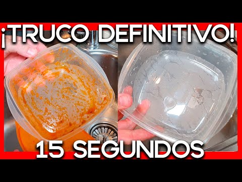 🔴Como LIMPIAR un TUPPER de Plástico con GRASA SIN FREGARLO ✅