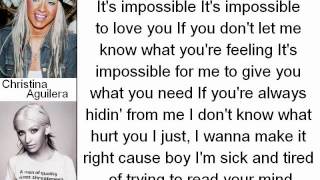 Christina Aguilera - Impossible (Lyrics On Screen)