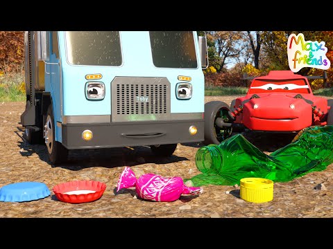 Learn About Recycling  with Toby the Garbage Truck and Race Cars | Adventures with Max and Friends!