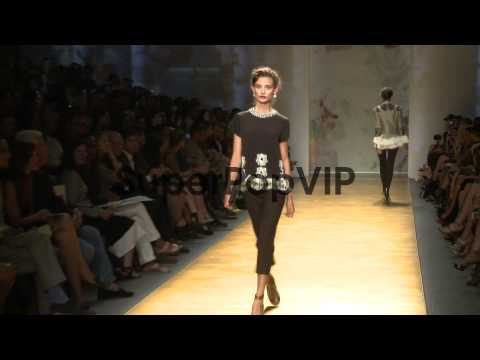 Models walk the runway during Nicole Miller - Runway - Sp...