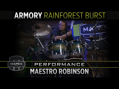 Mapex Armory Rainforest Burst Studioease w/Mount & Holder 22x18/10x8/12x9/14x14/16x16/14x5.5" Drums Shells Pack | Authorized Dealer image 9
