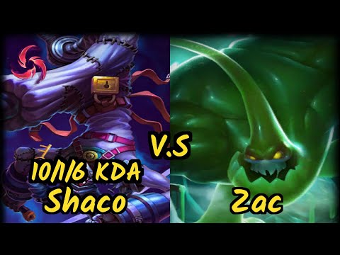 ChaseShaco (SHACO) vs ZAC - 10/1/6 KDA JUNGLE GAMEPLAY - NA Ranked DIAMOND