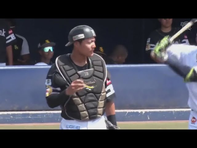 【ファーム】強肩発動!! ホークス・渡邉陸 素早い送球で盗塁阻止!! 2023年8月9日 オリックス・バファローズ 対 福岡ソフトバンクホークス