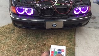 HOW TO Install Multi-Color Angel Eyes Halo Rings LED RGB BMW 5 Series 3 Series E39 528I 328I M5 M3