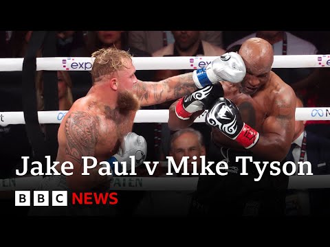 Video | Jake Paul beats Mike Tyson on points in heavyweight bout | BBC News