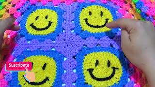 CARITA FELIZ Ó EMOJI  FELIZ PARA COLCHAS, COJINES Y SUETER TEJIDO 😃💖  A #crochet #diy