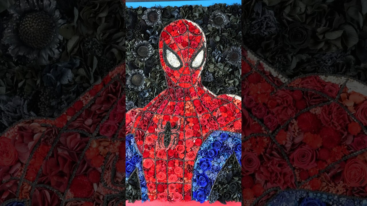 Drawing Spider-Man 花と爪楊枝でスパイダーマンを描いてみました。 #spiderman #スパイダーマン  #フラワーアレンジメント #drawing