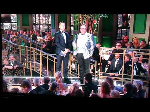 Taron Egerton and Paul Walter Hauser at the Emmys 2022