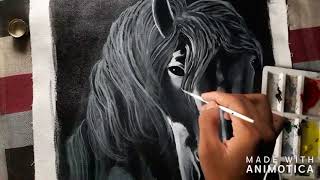 preview picture of video 'How to paint a Nightmear black Horse Oil Painting on Canvas'