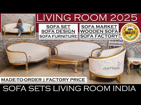 Modern Teak Sofa Set - Gold Accent Design Video