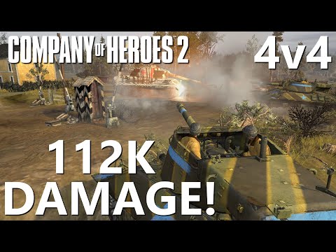 112k Damage! EPIC 4v4 CoH2 Match - (Company of Heroes 2)