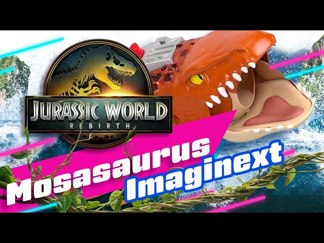 Vídeo relacionado con Fisher-Price Imaginext Jurassic World El Renacer, Mosasaurio persecución y mordiscos acuáticos Dinosaurio de juguete de 45 cm con figura de acción de 7,6 cm, lanzador, lancha y 2 proyectiles, JFR23