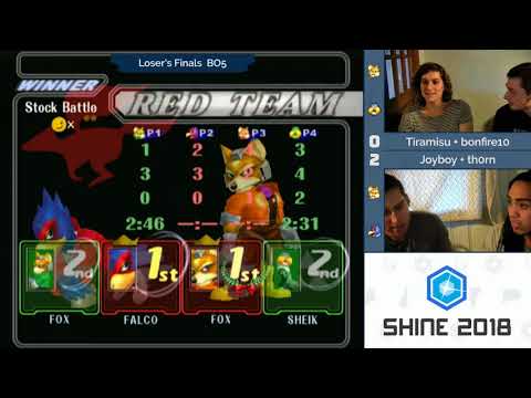 NE Melee Invitational 2018 - Tiramisu/bonfire (Green) vs. th0rn/Joyboy (Red) - SSBM Doubles LF