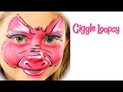 One Stroke Pig Face Paint Tutorial by Giggle Loopsy