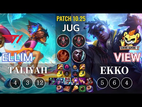 T1 Ellim Taliyah vs SG-S View Ekko Jungle - KR Patch 10.25
