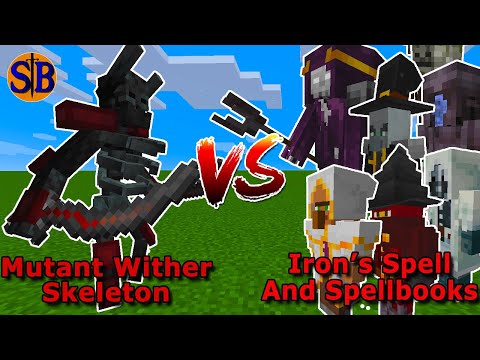 Mutant Wither Skeleton vs Iron's Spell and Spellbook's Mobs | Minecraft Mob Battle