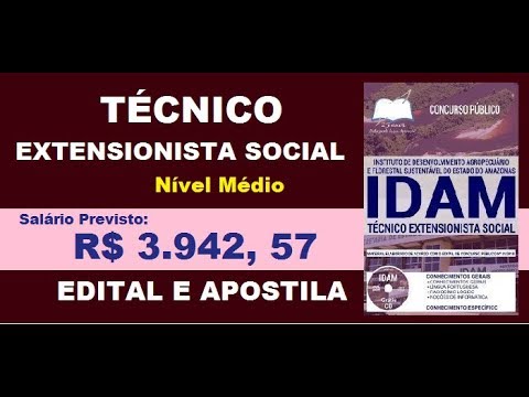 Edital Apostila Concurso Público IDAM AM 2019 Cargo Técnico Extensionista Social