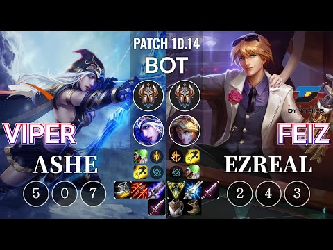 HLE Viper Ashe vs DYN Feiz Ezreal Bot - KR Patch 10.14