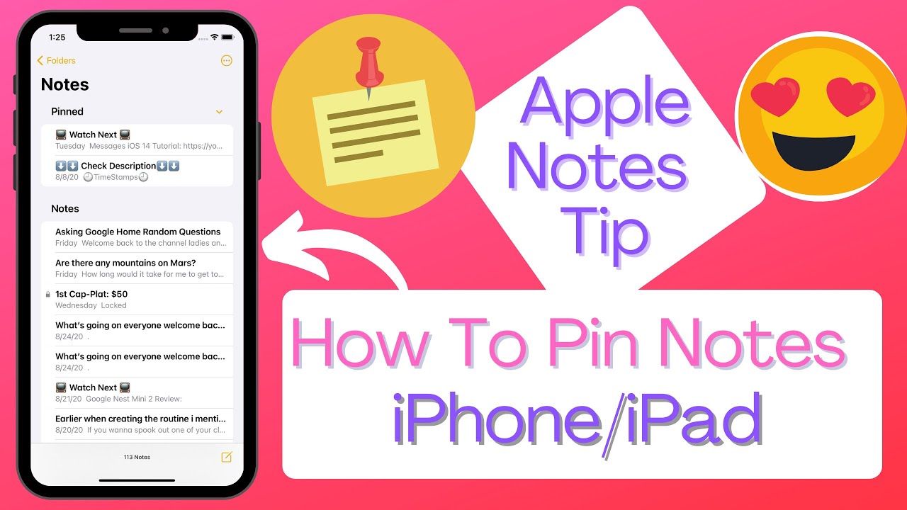 Apple Notes App Tips: How To Pin Notes on iPhone and iPad for All Devices on iOS11 and Up!