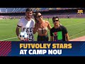 Natalia Guitler, Vinicius y Paraná visitan el Camp Nou.