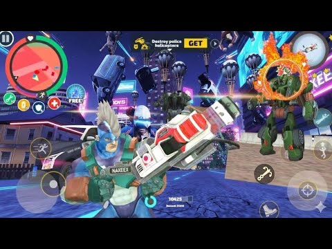 Rope Hero Presses RED Button 😱 BFG Heavy Gun Shoots Robot Car | Vice Town.