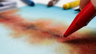 QUICK & EASY Neocolor 2 Techniques | BEGINNER Watercolor Painting Tutorial