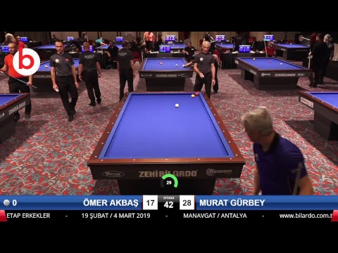 ÖMER AKBAŞ & MURAT GÜRBEY Bilardo Maçı - 2019 TÜRKİYE KUPASI 1. ETAP ERKEKLER-3.ÖN ELEME