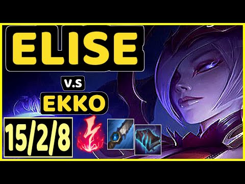 CRUSH (ELISE) vs EKKO - 15/2/8 KDA JUNGLE GAMEPLAY - KR Ranked GRANDMASTER
