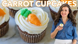Moist Carrot Cake Cupcakes with Cream Cheese frost