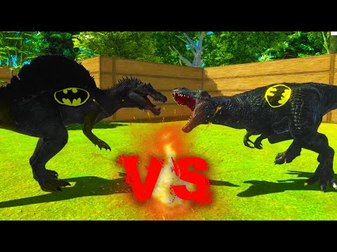 BATMAN T-REX vs BATMAN SPINO DEATH RUN - Animal Revolt Battle Simulator | arbs