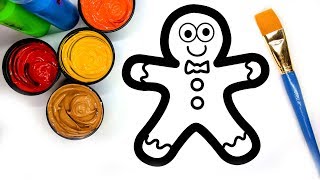🍪 Gingerbread Man Christmas Painting for Kids | How to Paint a Gingerbread | Birthday Candyland 4K