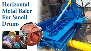 2023 Horizontal Metal Baler for Small Drums: Hydraulic Baling Press for Various Small Barrels