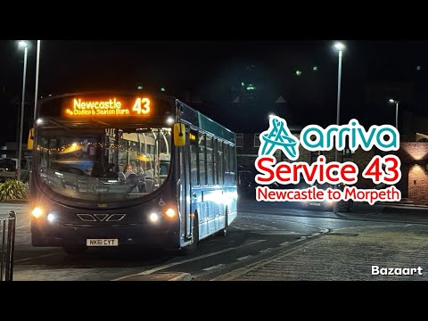 Arriva Northumbria Service 43 Newcastle to Morpeth • Pulsar 2 1480 NK61CYT