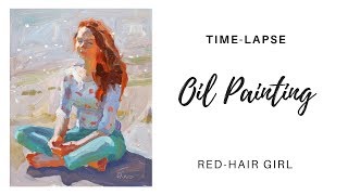 LENA RIVO - "Red Hair Girl" - alla prima oil figure painting demo