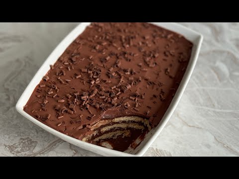 وصفة كيكة بودينغ الشوكولا الباردة بالبسكويت بدون فرن / No bake Chocolate Pudding Biscuit Cake Recipe