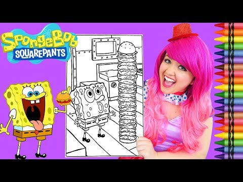 Coloring SpongeBob Squarepants Krabby Patty GIANT Coloring Page Crayola Crayons | KiMMi THE CLOWN